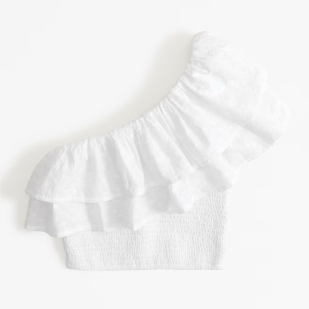 Abercrombie & Fitch White One-Shoulder Crop Top